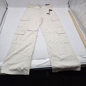 Sofia Jeans Sofia Vergara Womens White Cargo Relaxed Straight High Rise Pants 8